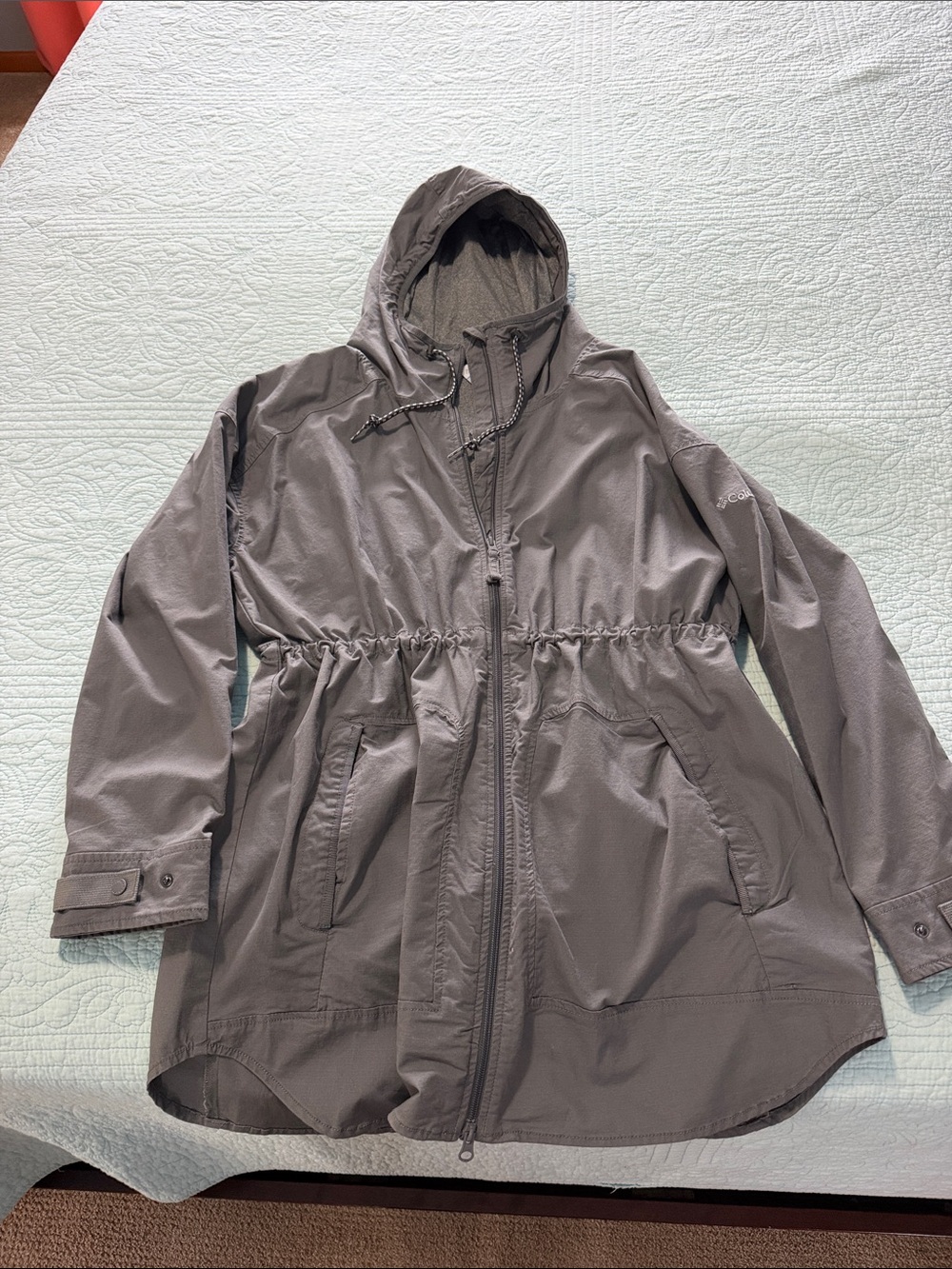 Columbia Hooded Trench Coat in Gray